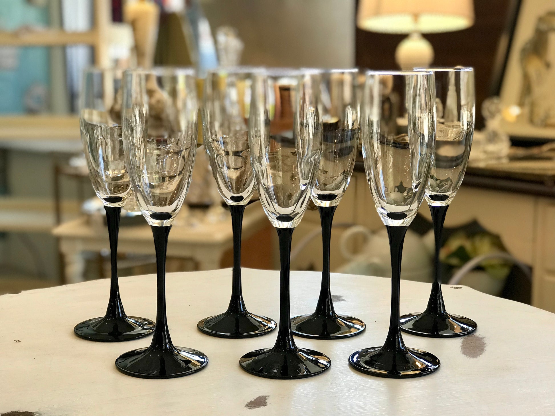 Benson & Hedges Black Stemmed WIne Glasses - Set of 8