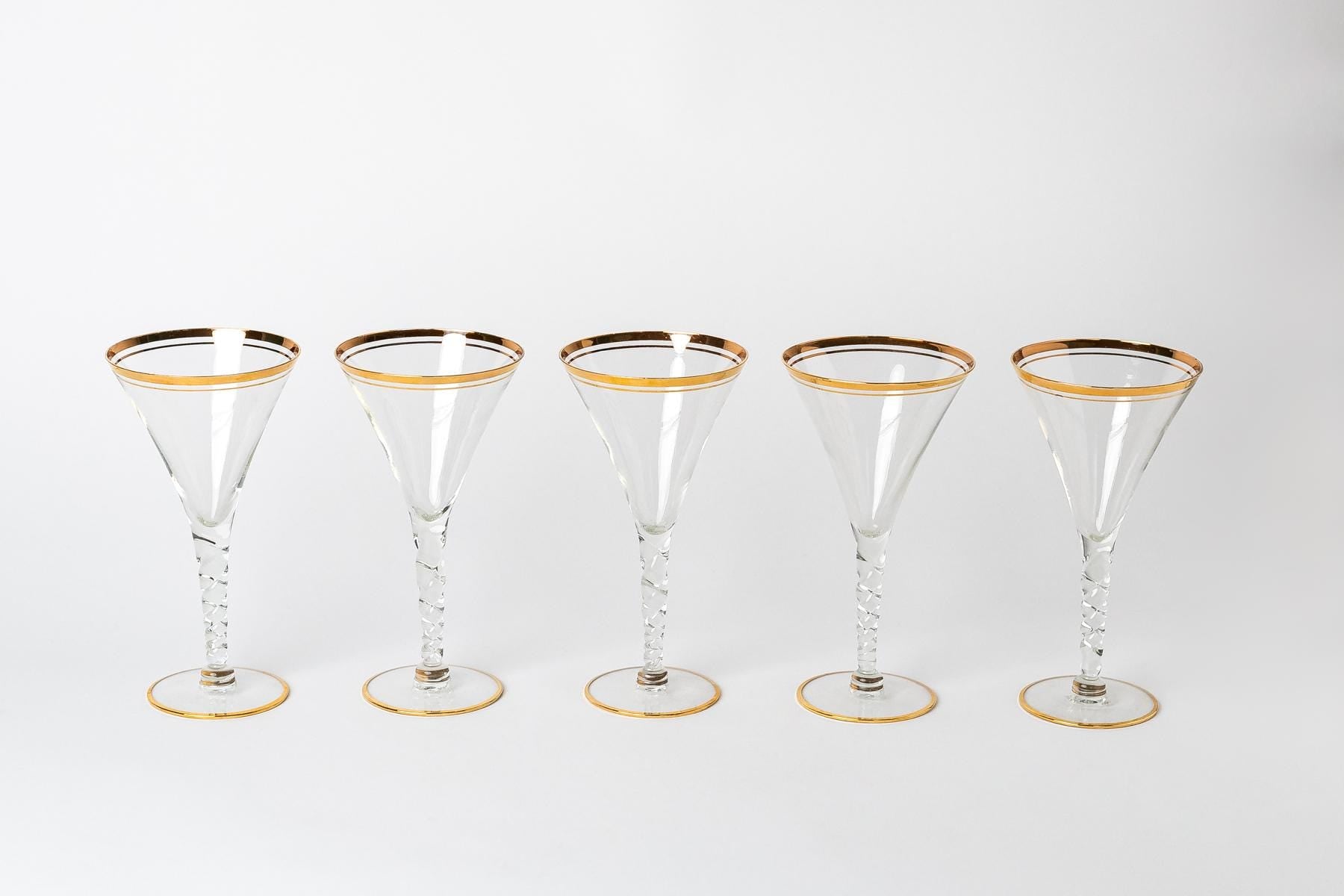 Double Band Gold Rimmed Glassware - Set of 5