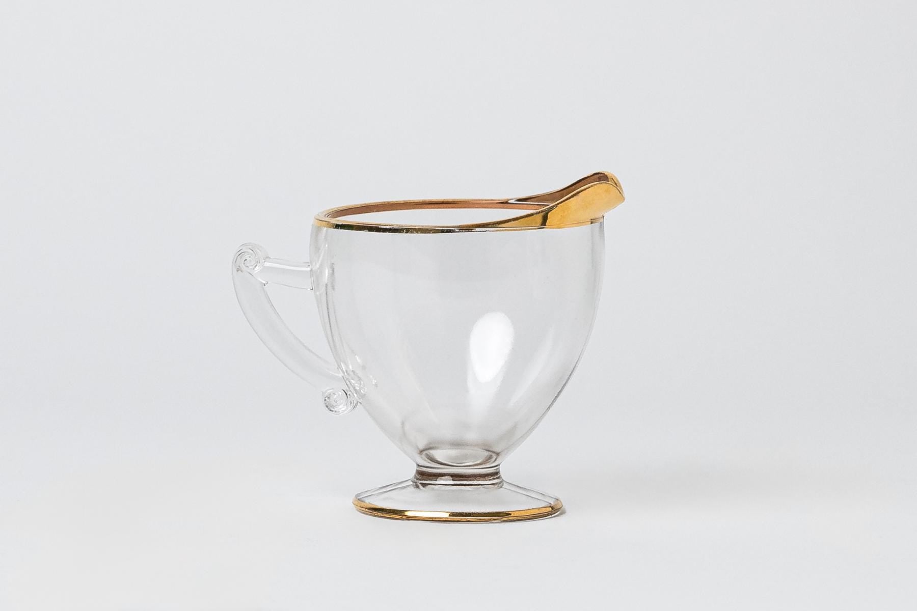 Gold Rimmed Glass Creamer