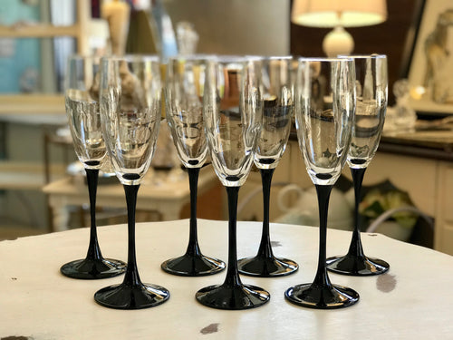 Benson & Hedges Black Stemmed WIne Glasses - Set of 8