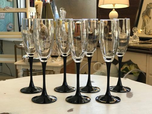 Benson & Hedges Black Stemmed WIne Glasses - Set of 8