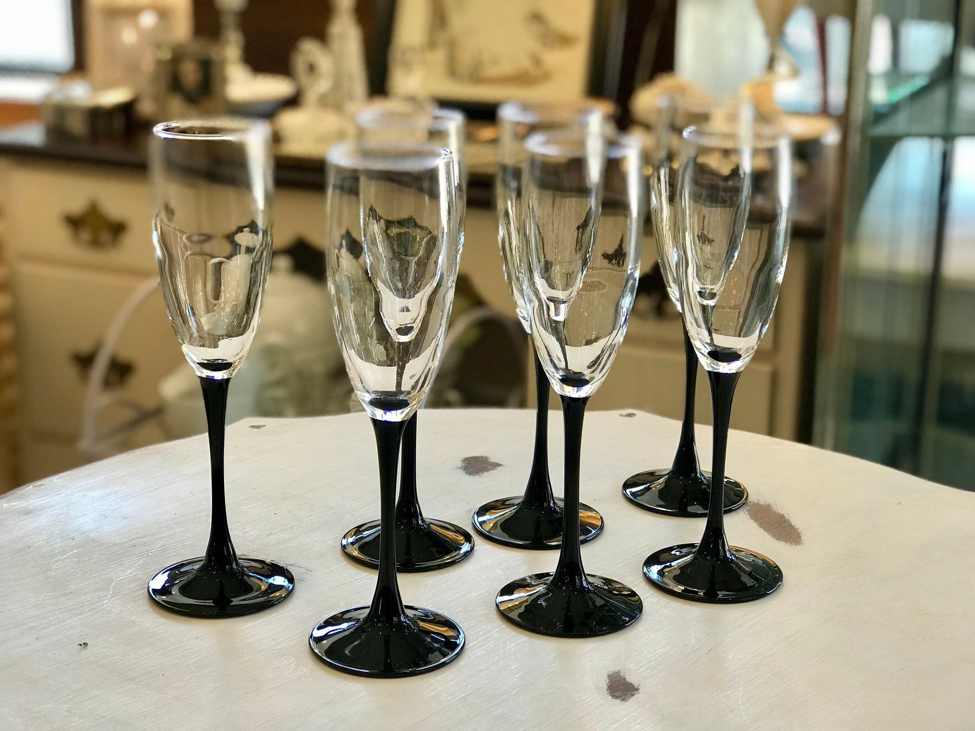 Benson & Hedges Black Stemmed WIne Glasses - Set of 8