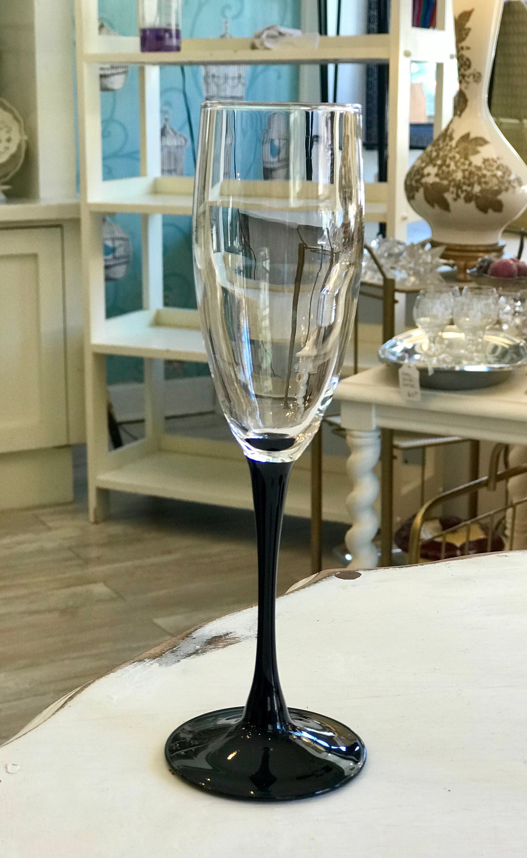Benson & Hedges Black Stemmed WIne Glasses - Set of 8