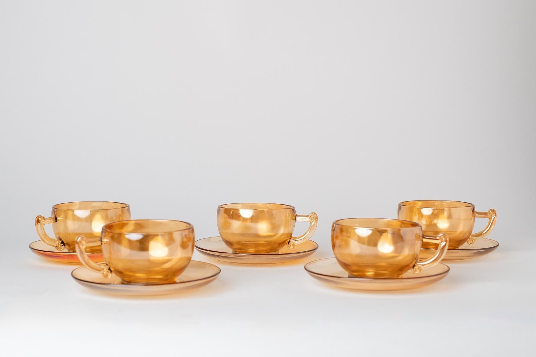 Peach Lustre Glass Tea Set - Set of 5