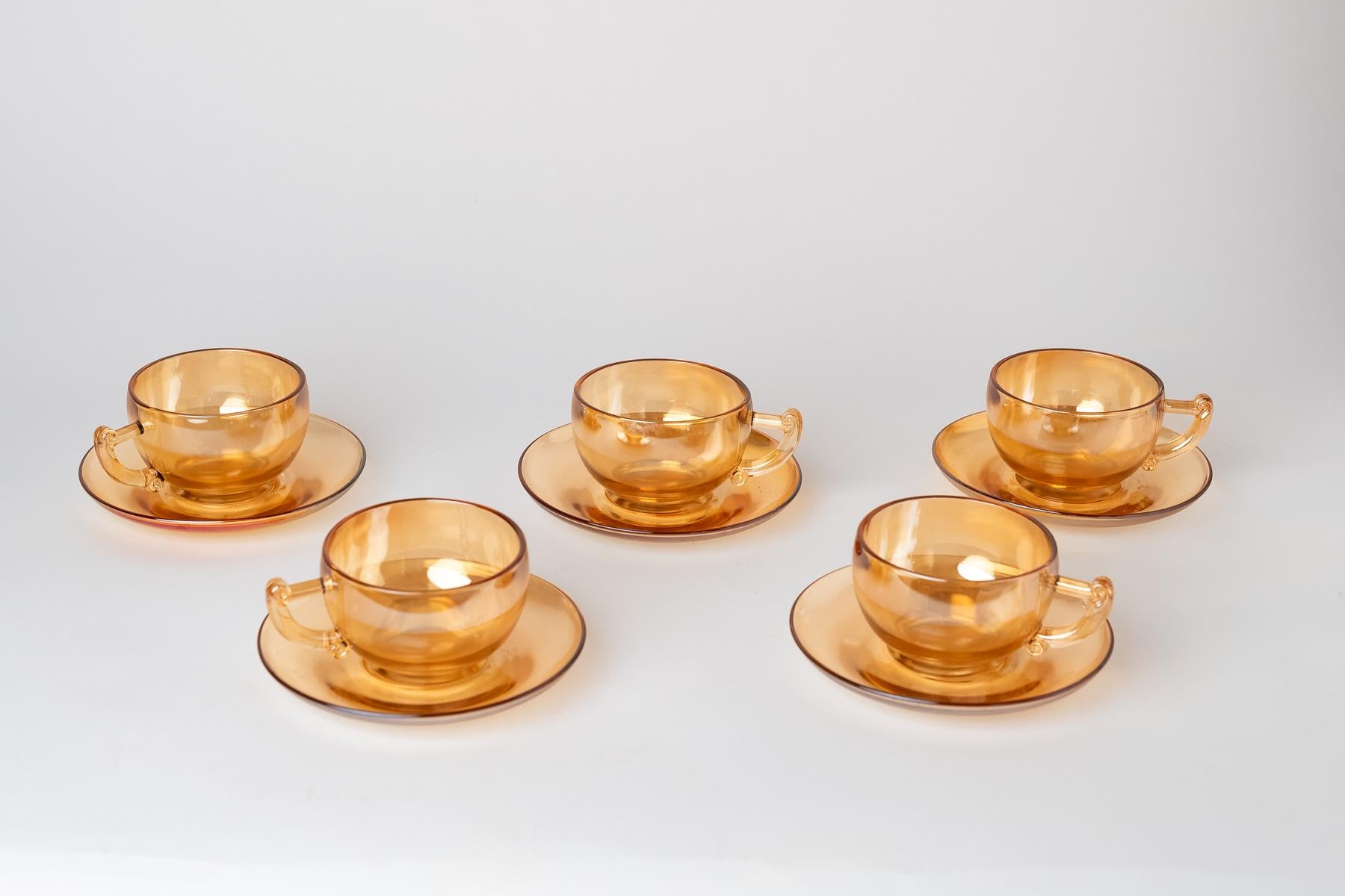 Peach Lustre Glass Tea Set - Set of 5