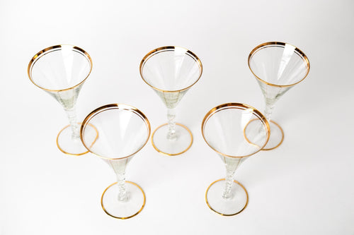 Double Band Gold Rimmed Glassware - Set of 5