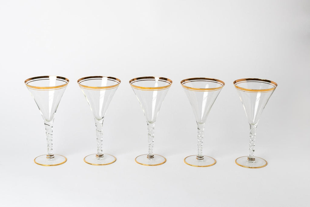 Double Band Gold Rimmed Glassware - Set of 5