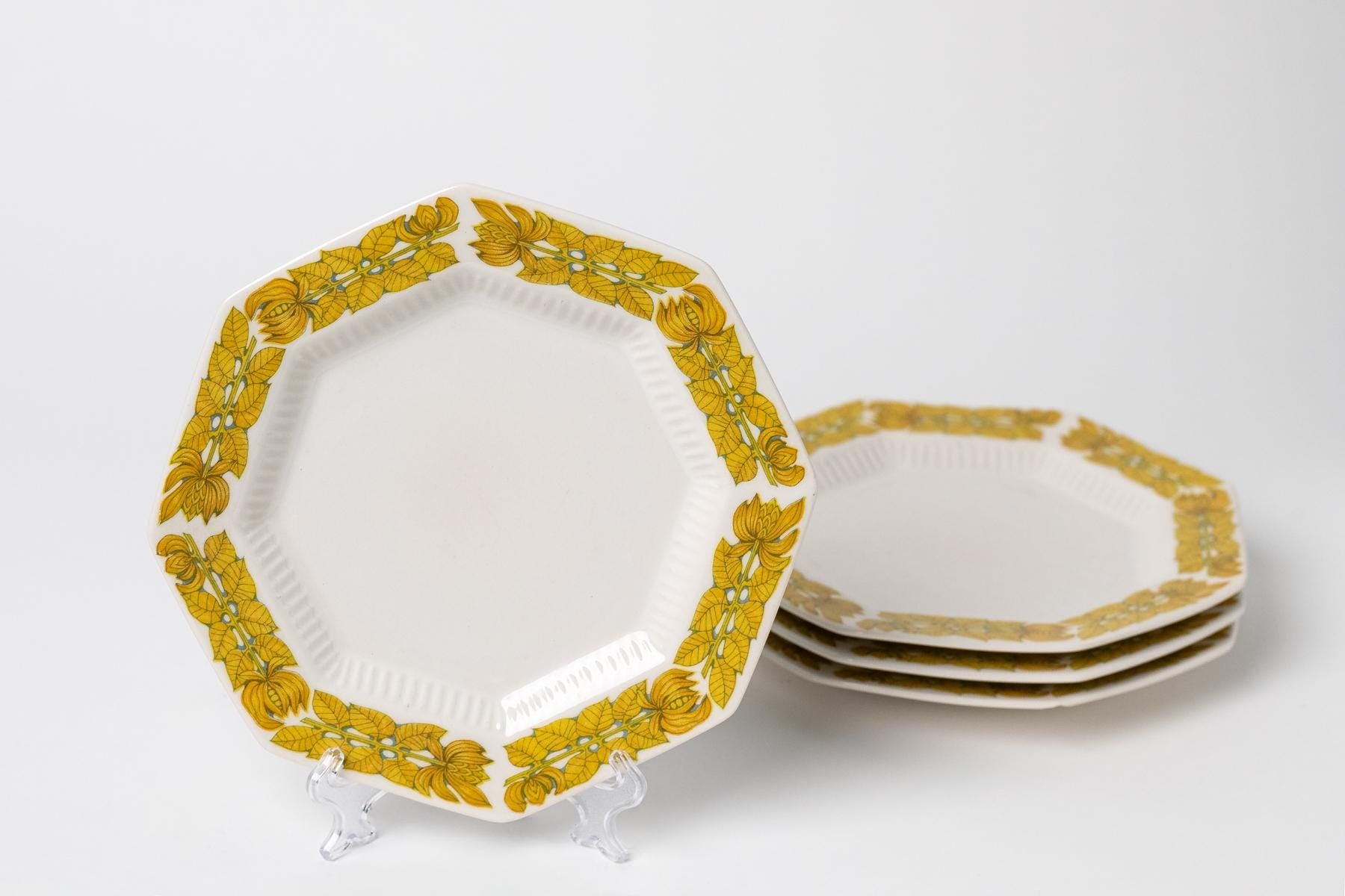 Yellow Bouquet Snack Plates - Set of 4