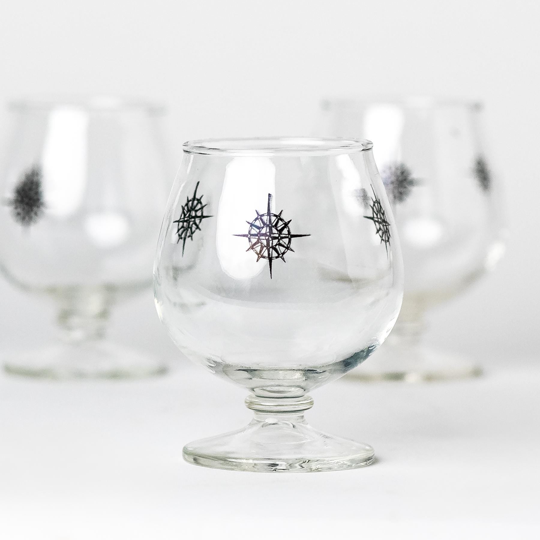 Nautical Compass Star Whiskey Snifters