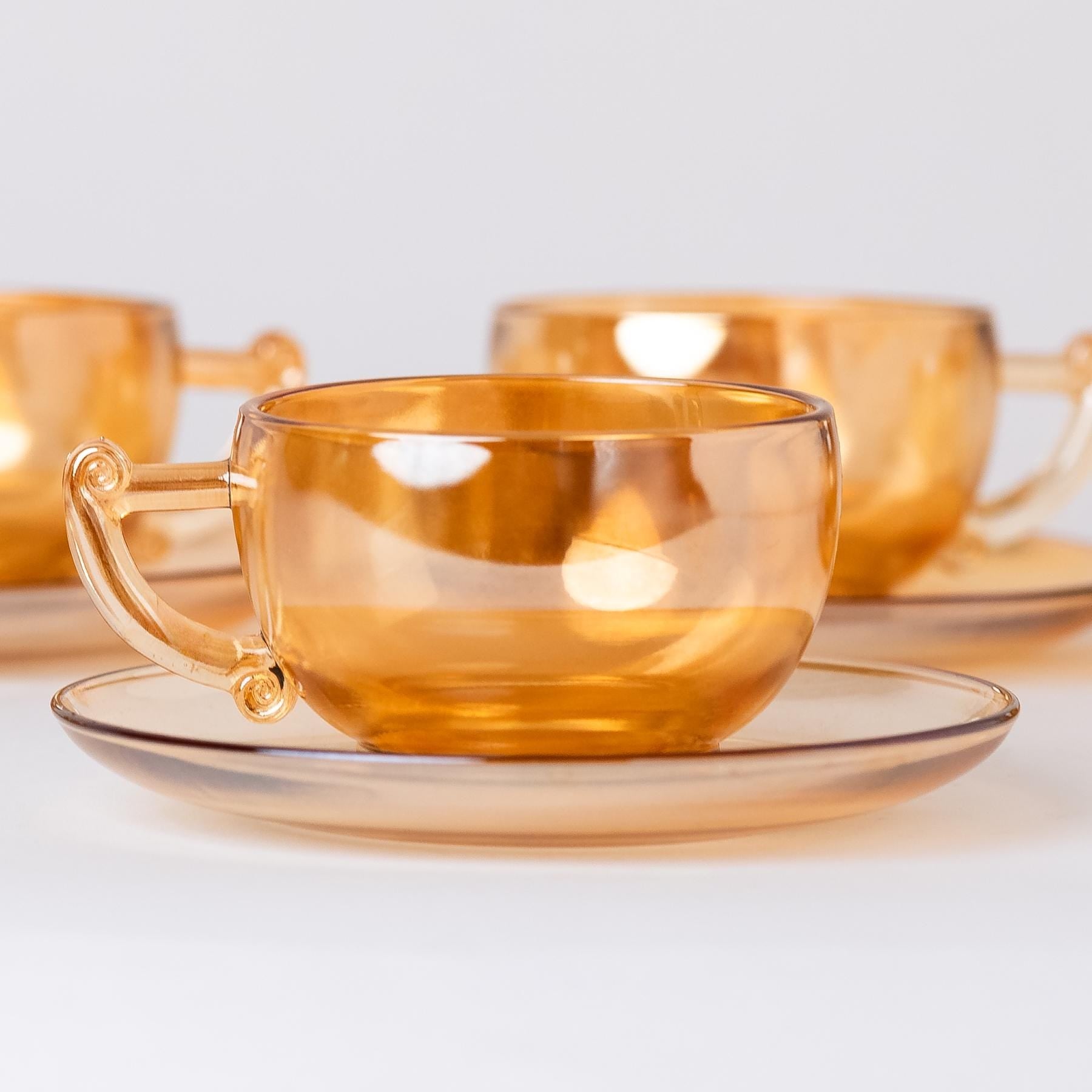 Peach Lustre Glass Tea Set - Set of 5