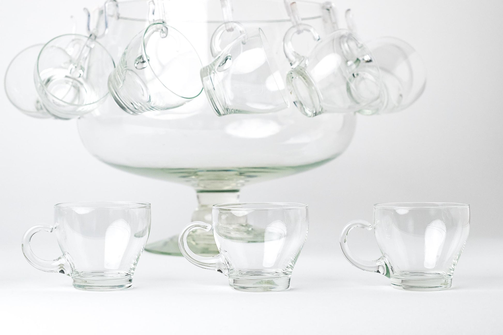 Stemmed Punch Bowl with 12 Cups