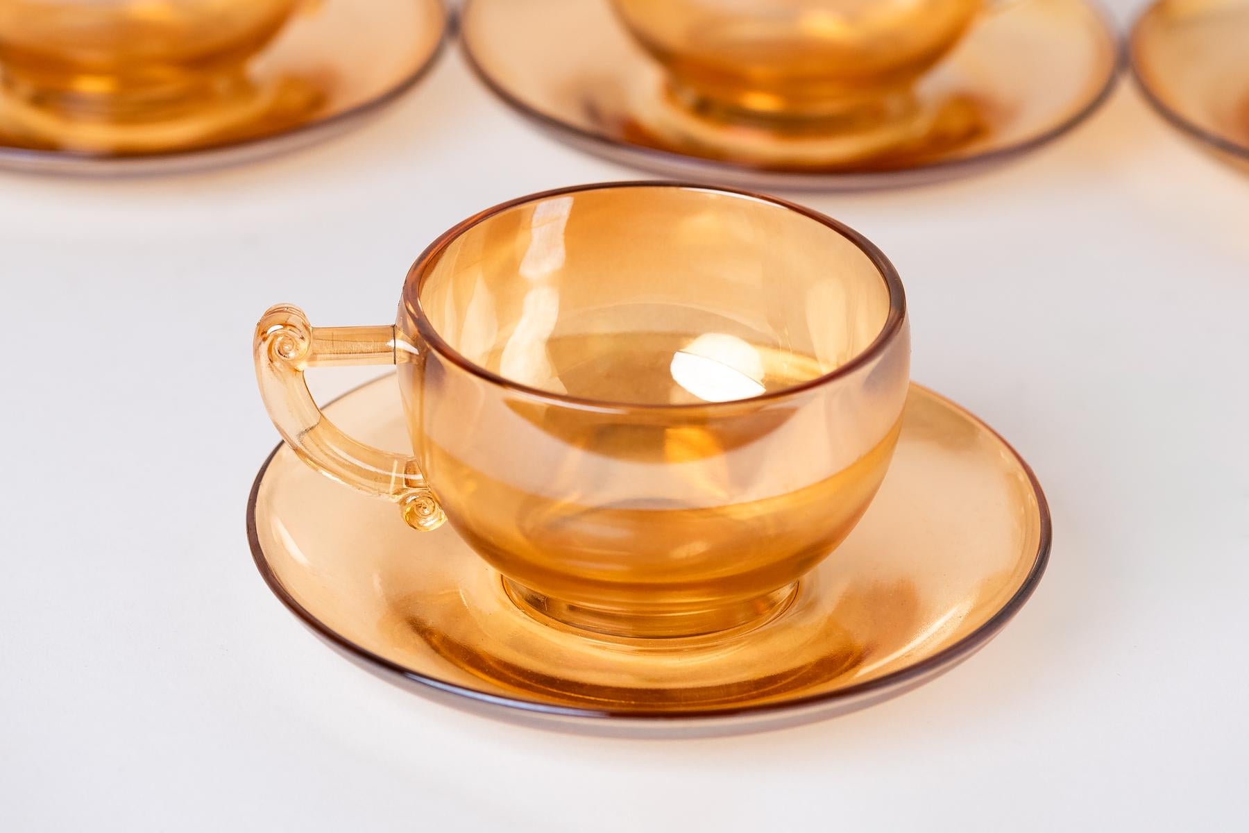 Peach Lustre Glass Tea Set - Set of 5