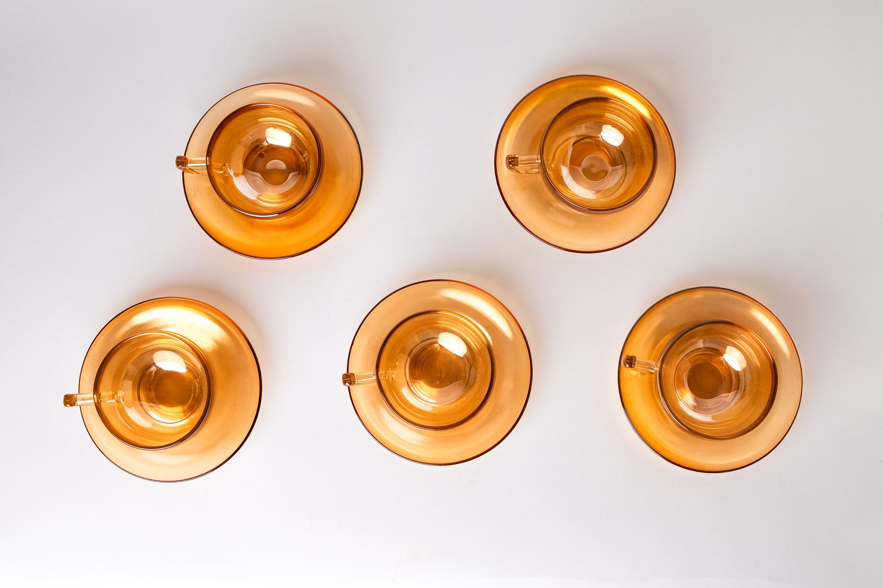 Peach Lustre Glass Tea Set - Set of 5