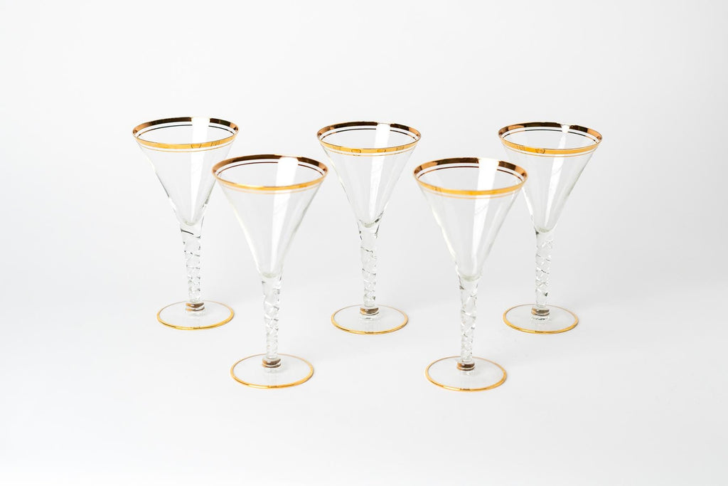Double Band Gold Rimmed Glassware - Set of 5