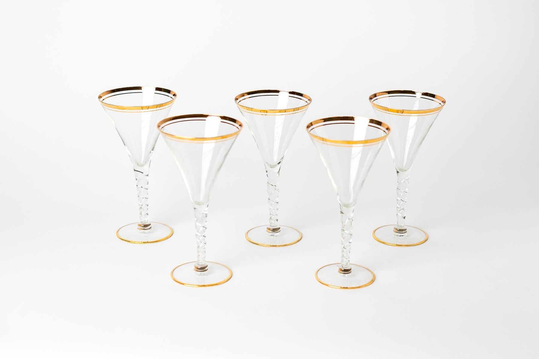 Double Band Gold Rimmed Glassware - Set of 5