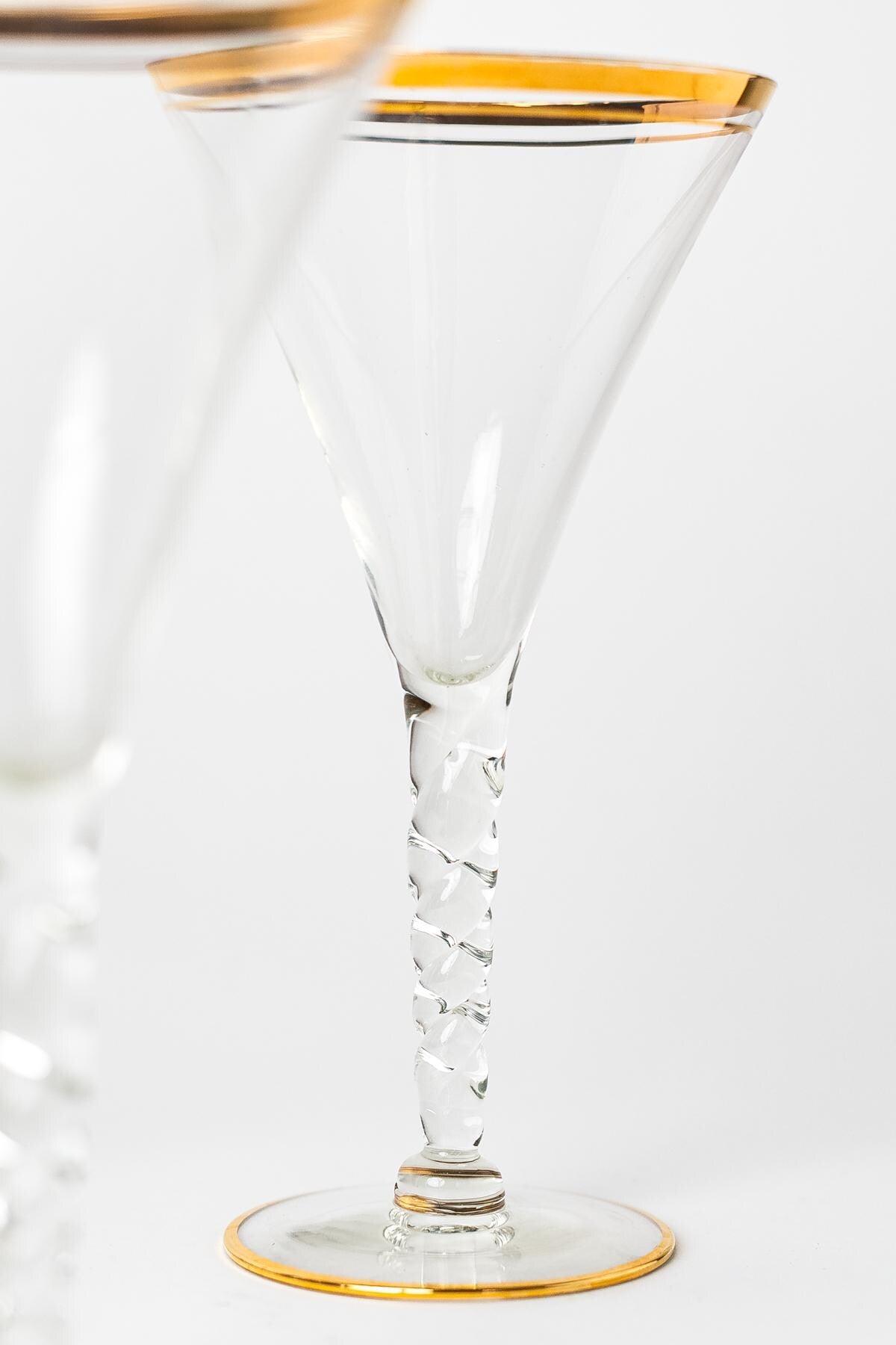 Double Band Gold Rimmed Glassware - Set of 5