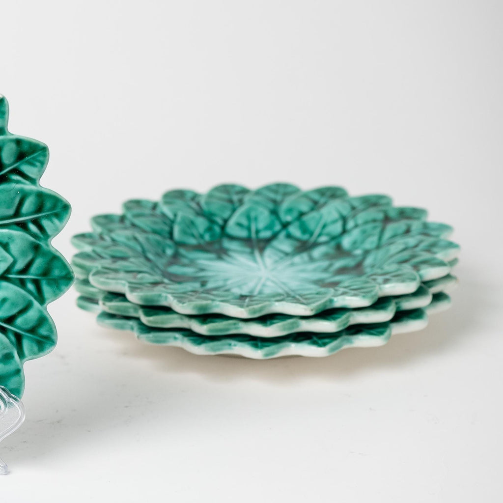 Green Lettuce Snack Plate - Set of 4