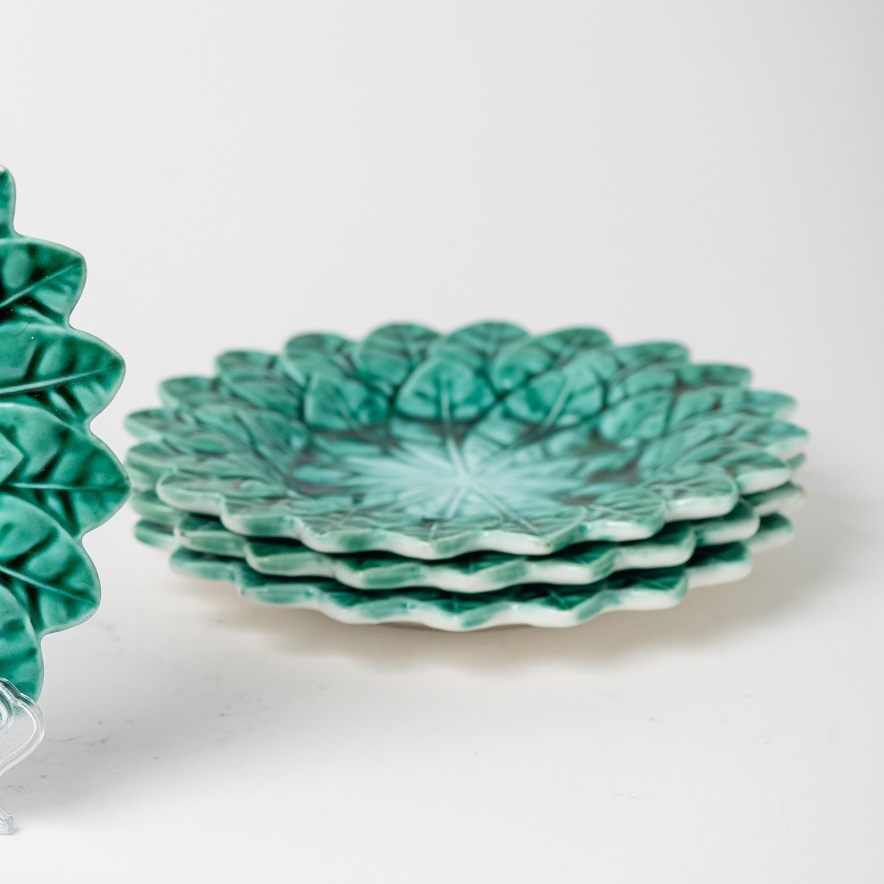 Green Lettuce Snack Plate - Set of 4