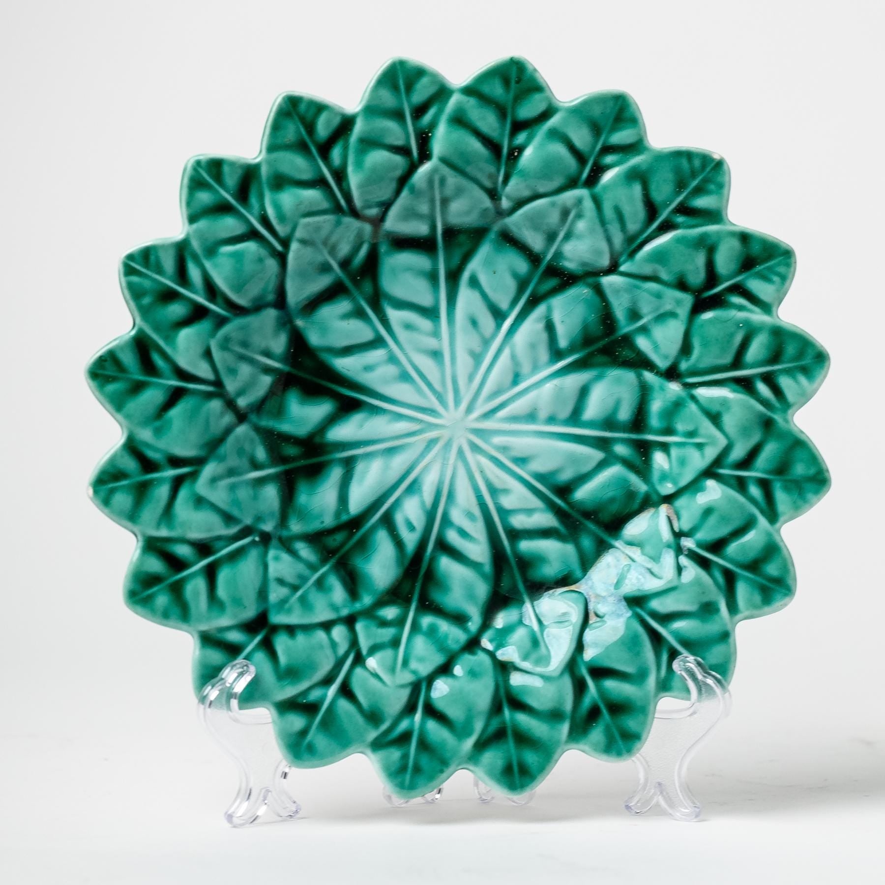 Green Lettuce Snack Plate - Set of 4