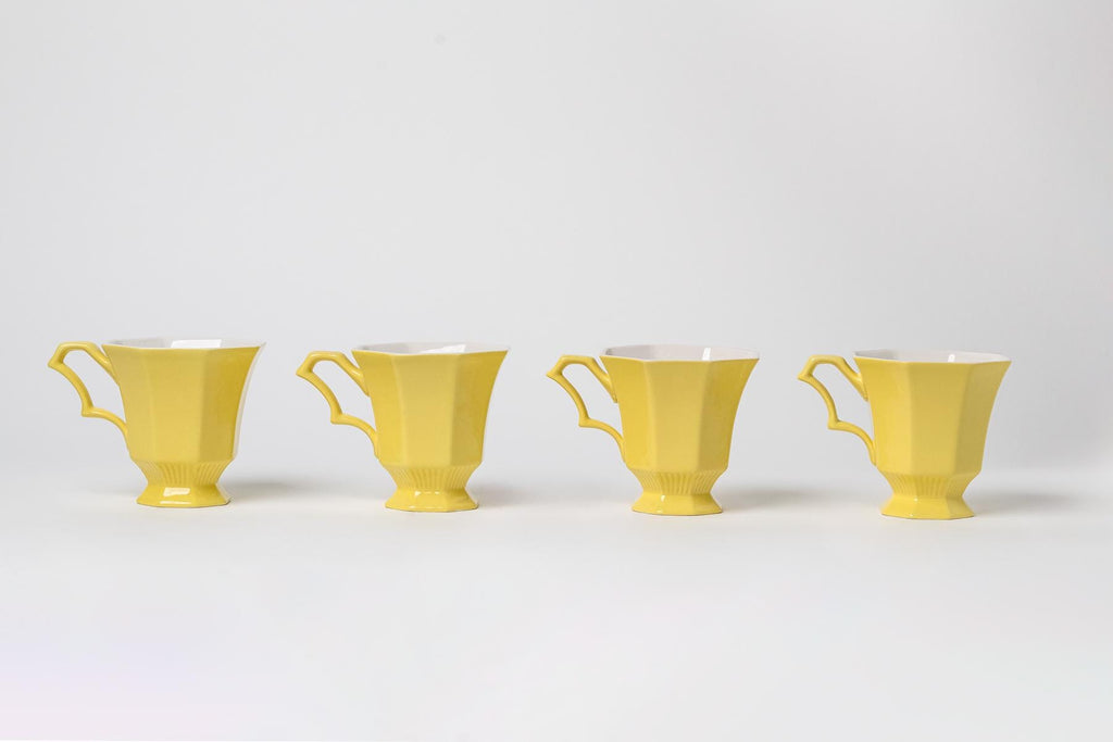 Yellow Bouquet Coffee, Saucer and Creamer - Set of 4