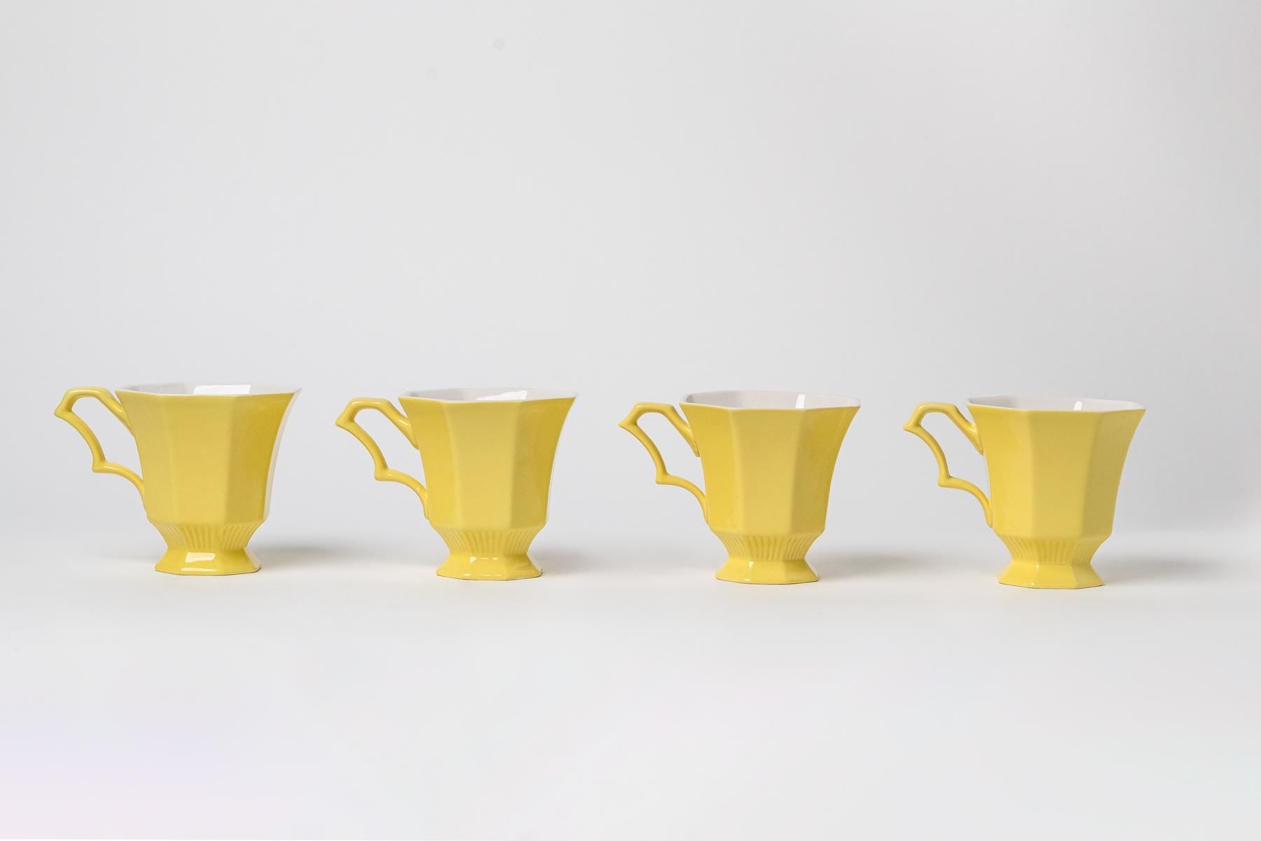 Yellow Bouquet Coffee, Saucer and Creamer - Set of 4