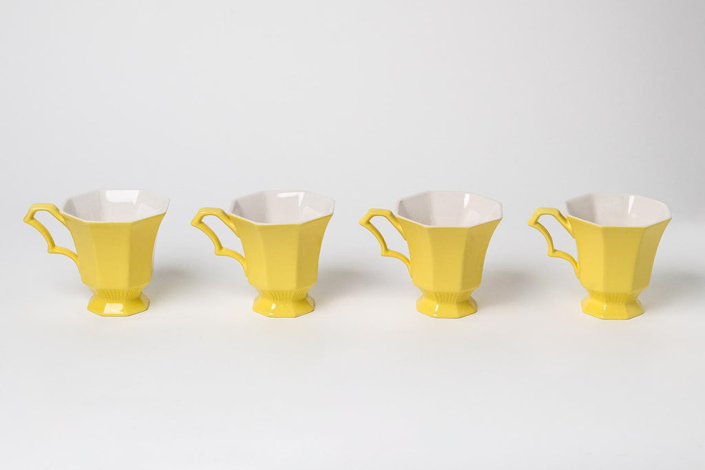 Yellow Bouquet Coffee, Saucer and Creamer - Set of 4