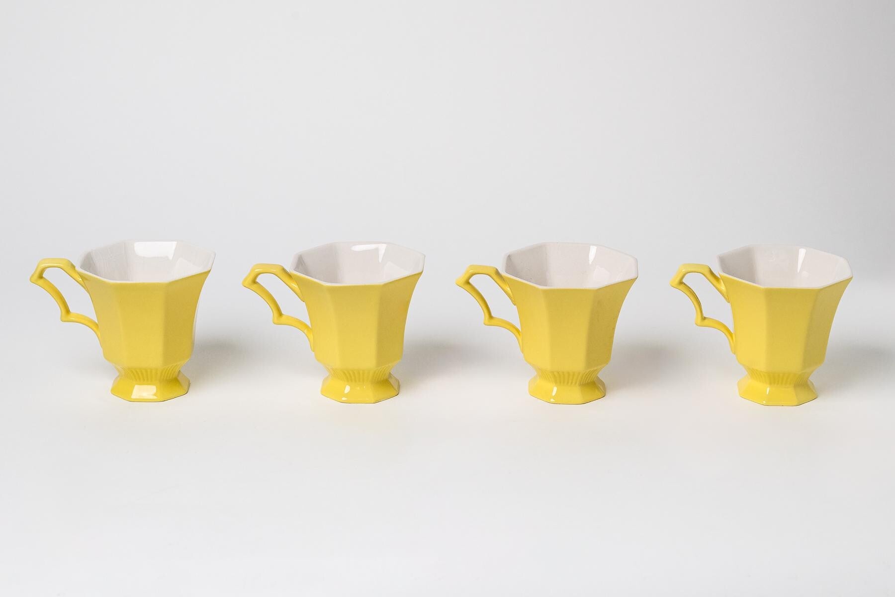 Yellow Bouquet Coffee, Saucer and Creamer - Set of 4