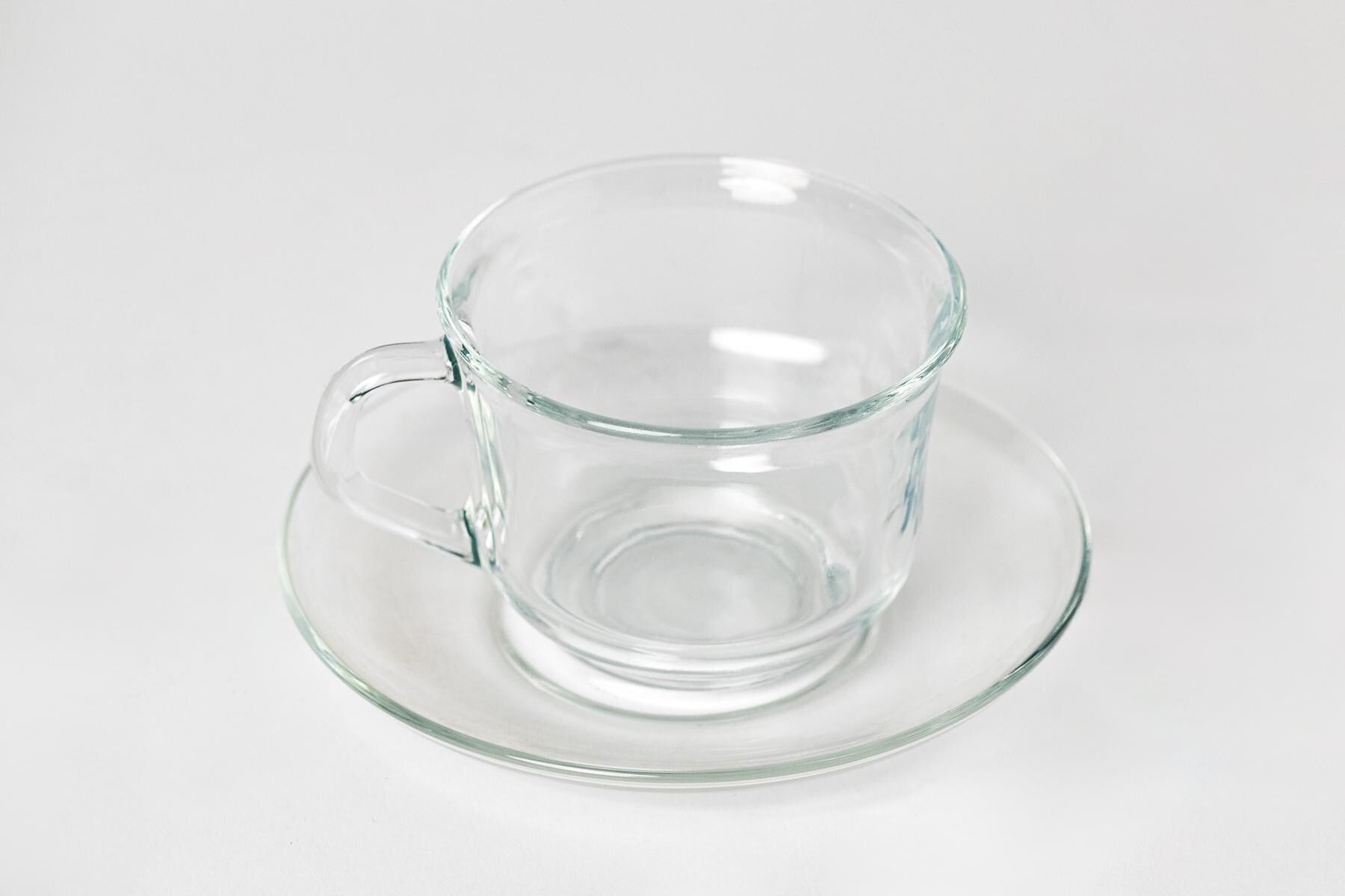 Glass Cup and Saucer - Set of 4