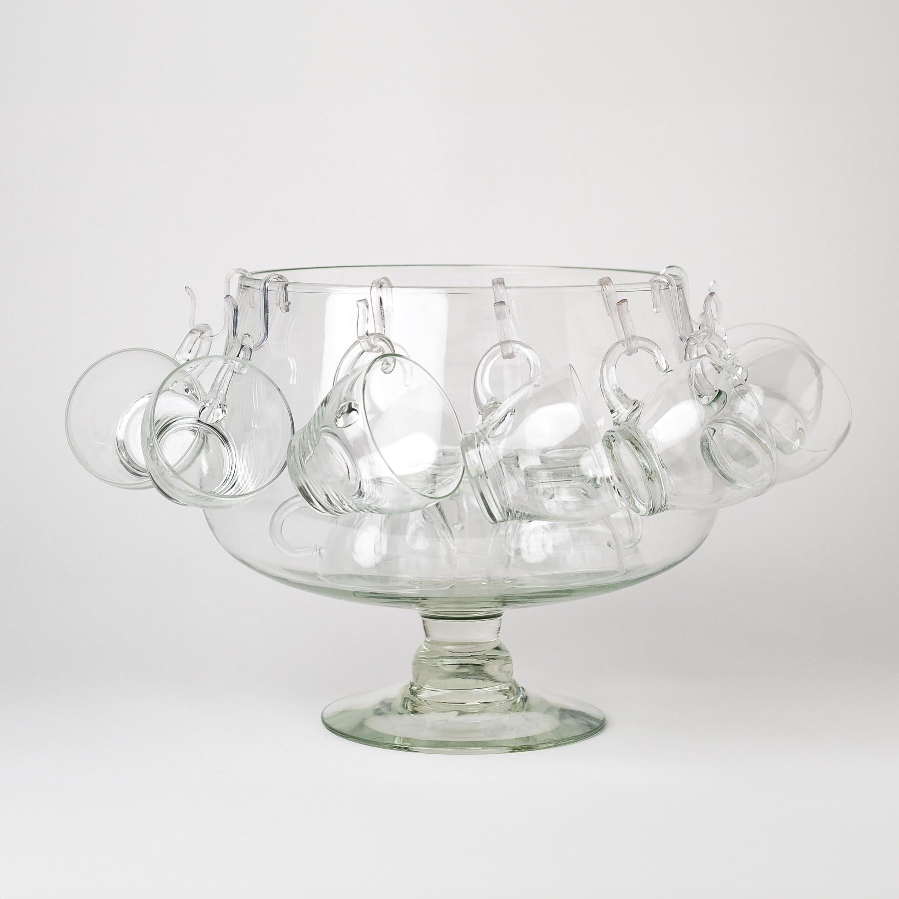 Stemmed Punch Bowl with 12 Cups