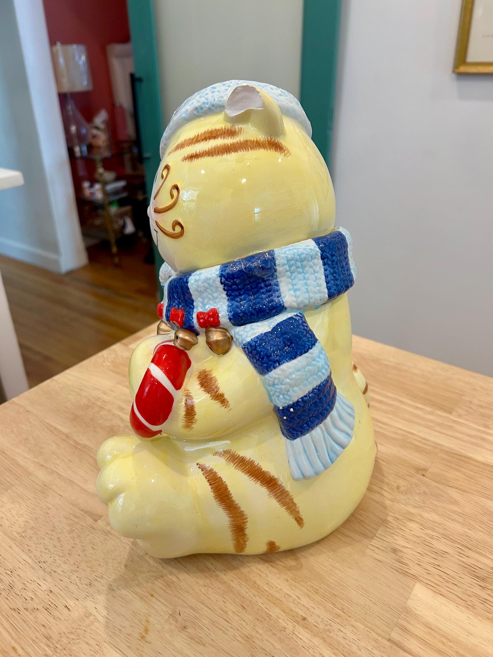 Christmas Kitty - Blue Scarf Cookie Jar