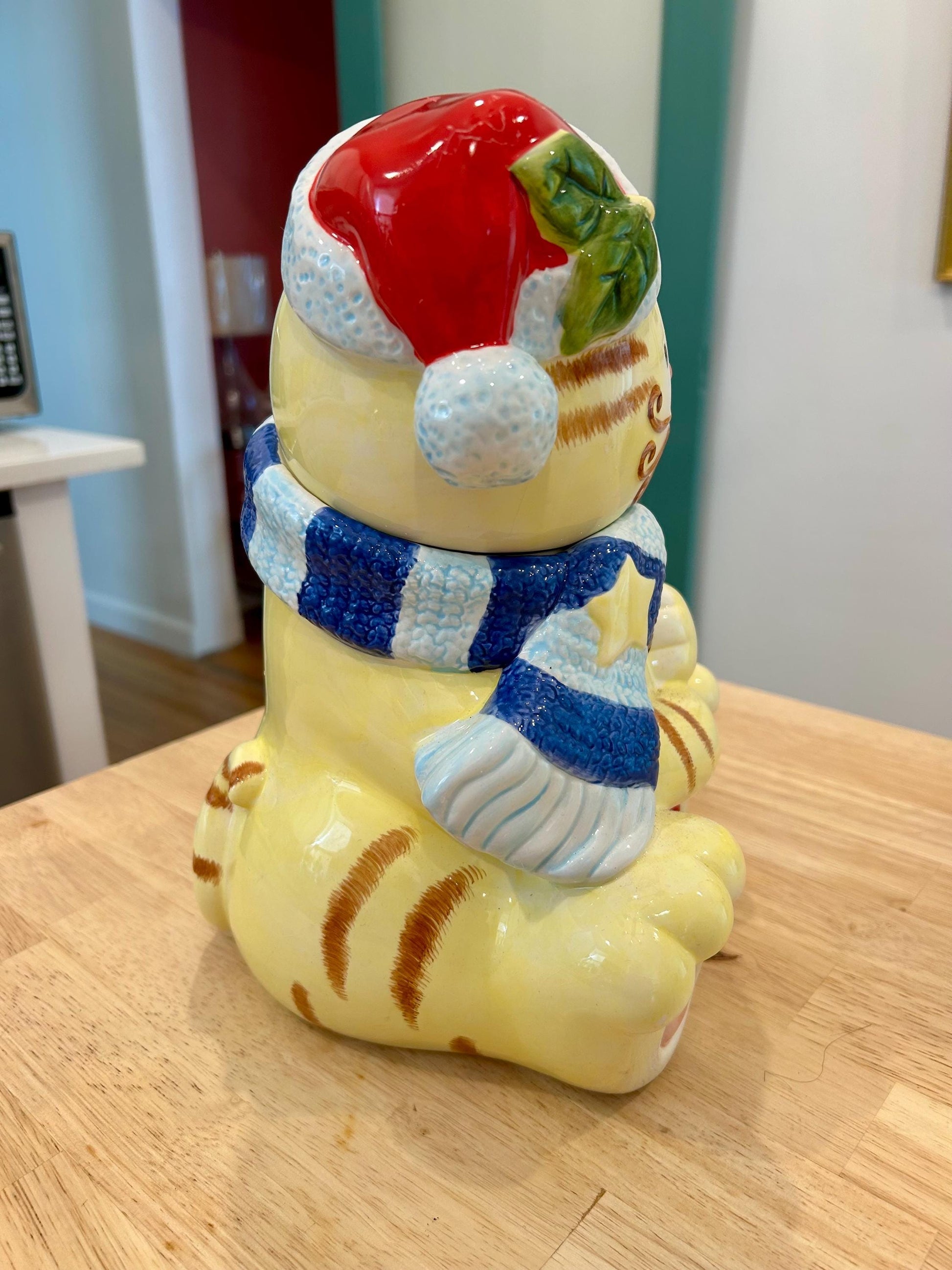 Christmas Kitty - Blue Scarf Cookie Jar