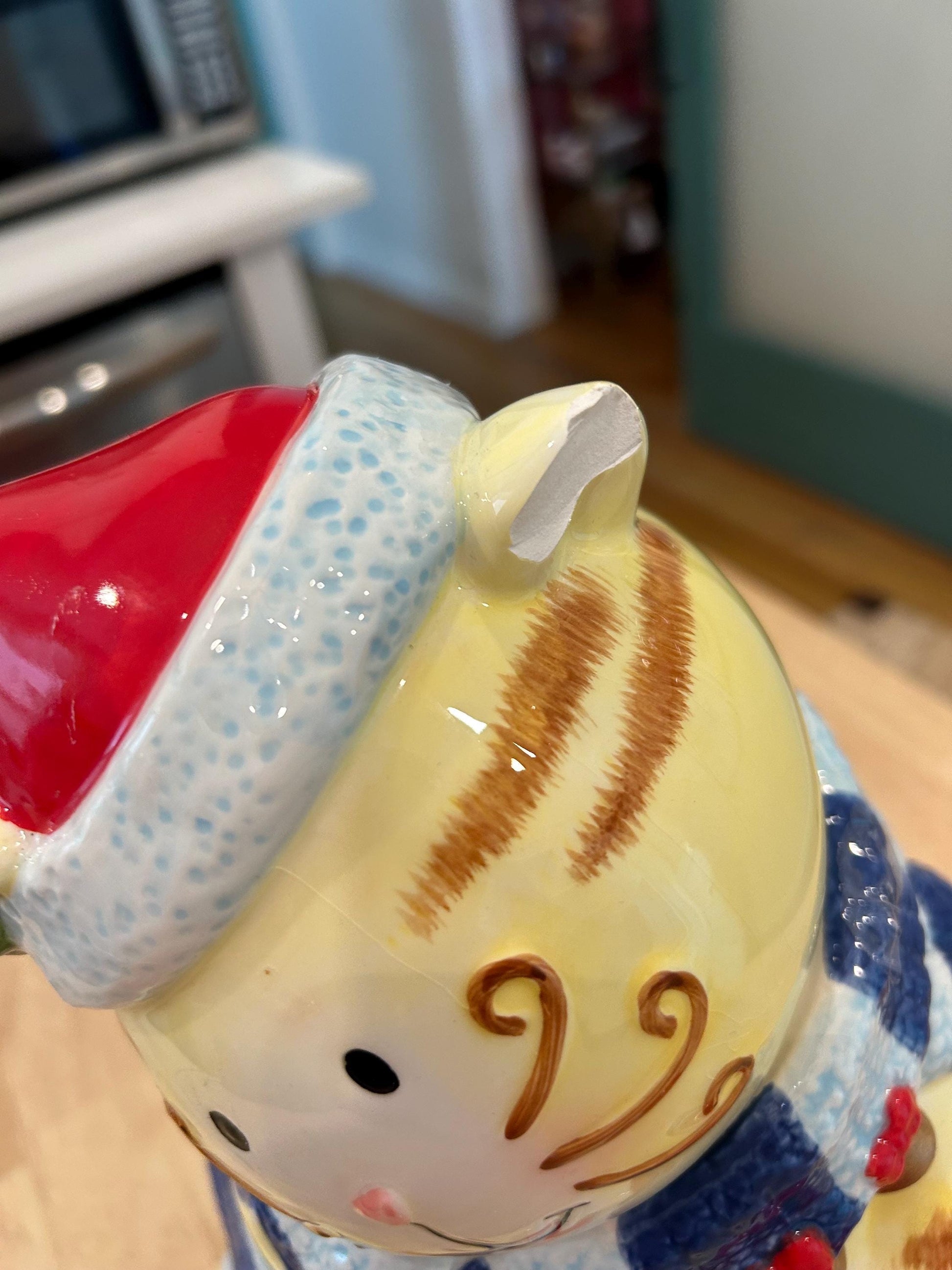 Christmas Kitty - Blue Scarf Cookie Jar