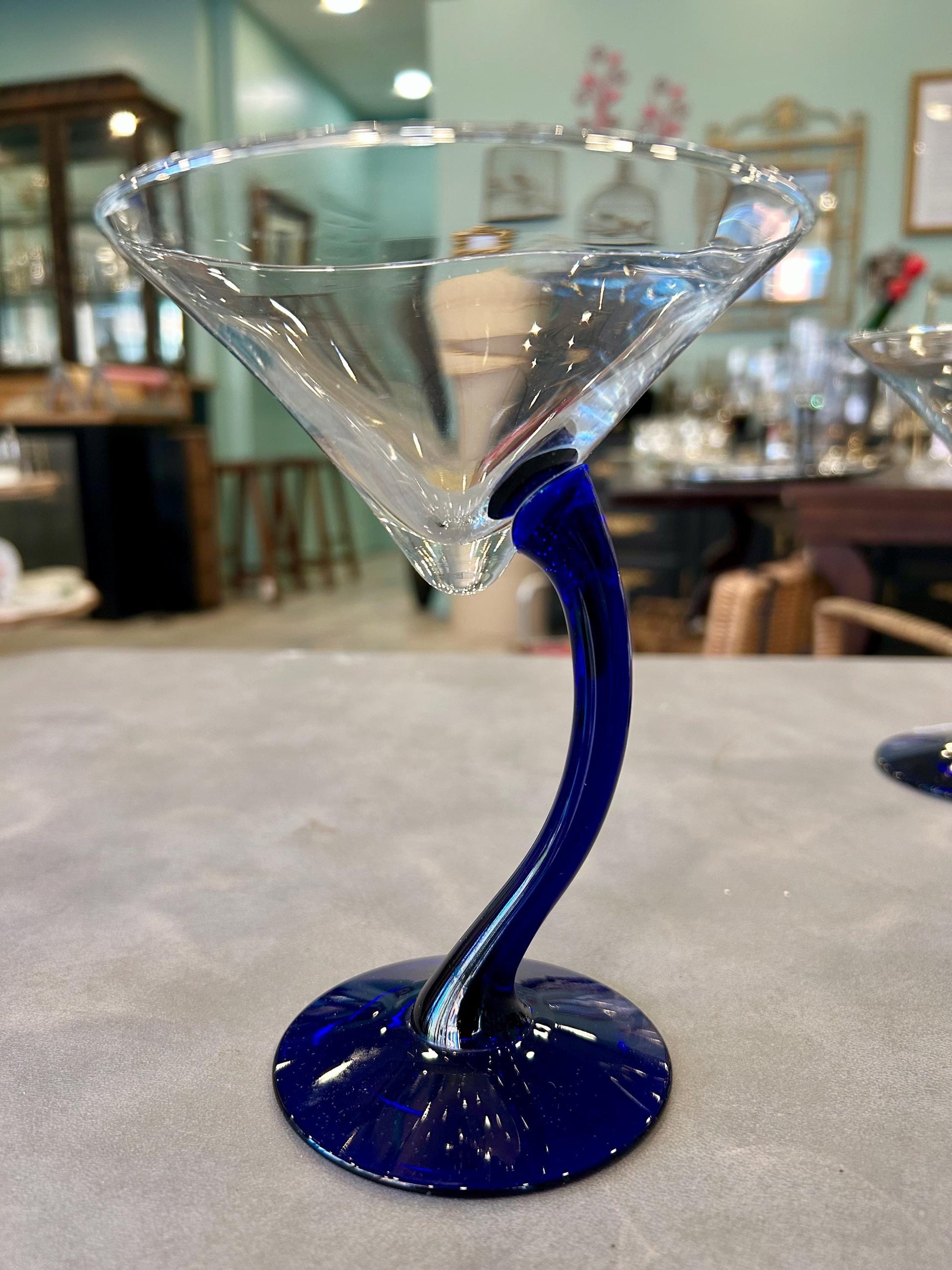Libbey Swerve Cobalt Blue Martini Glasses - Set of 4