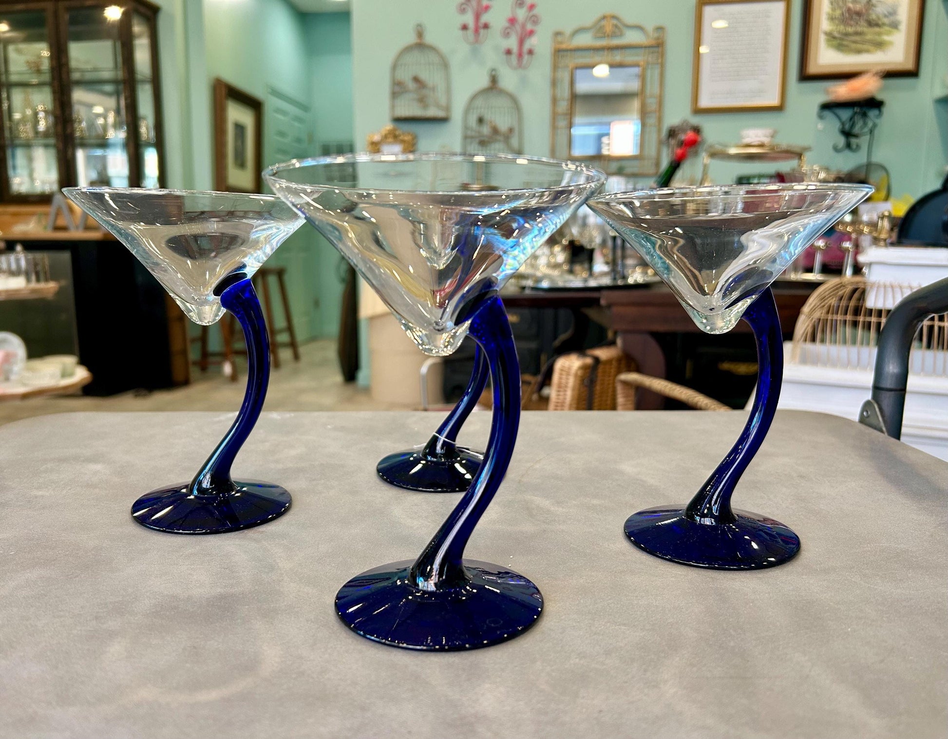 Libbey Swerve Cobalt Blue Martini Glasses - Set of 4