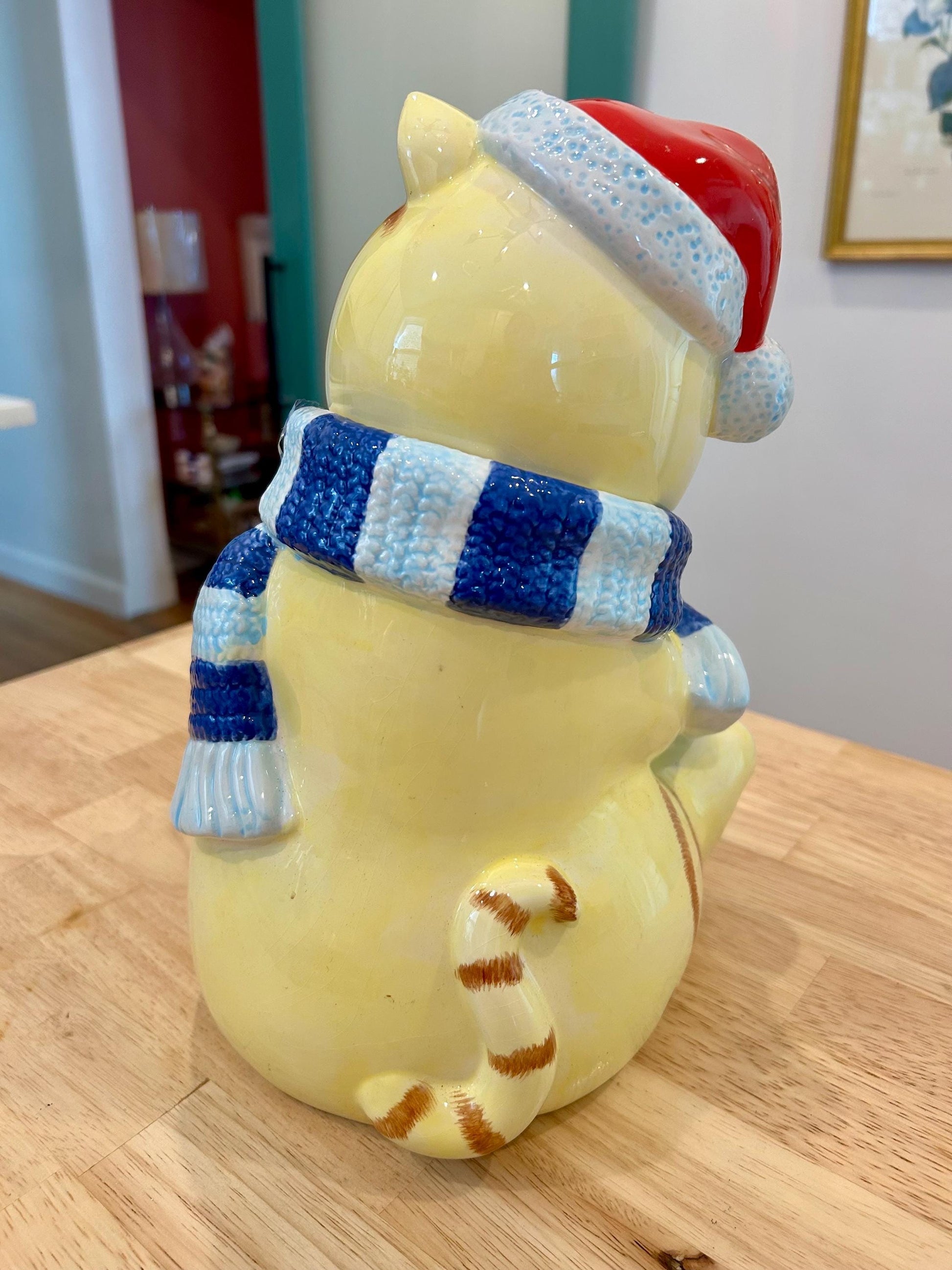 Christmas Kitty - Blue Scarf Cookie Jar