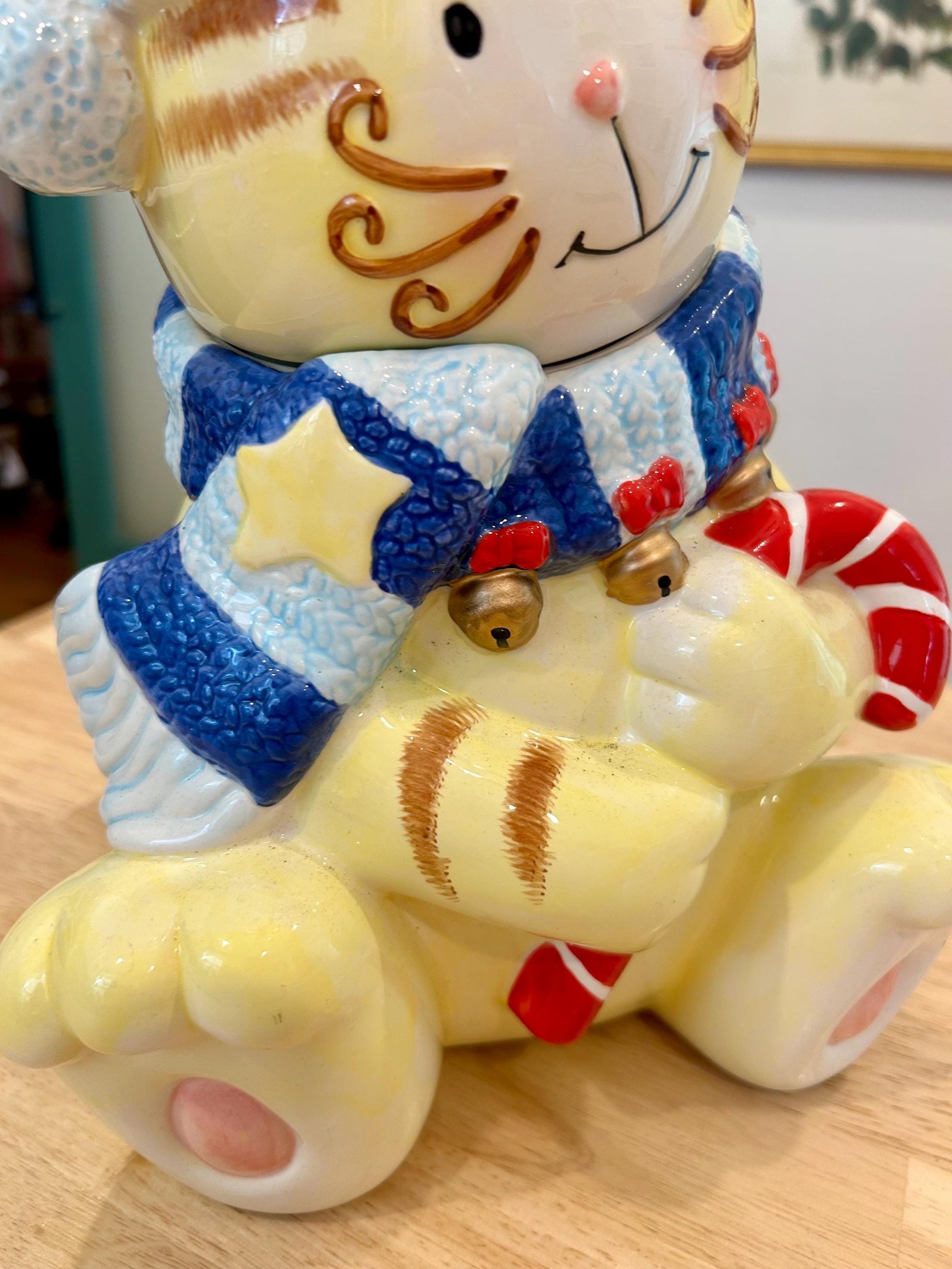 Christmas Kitty - Blue Scarf Cookie Jar