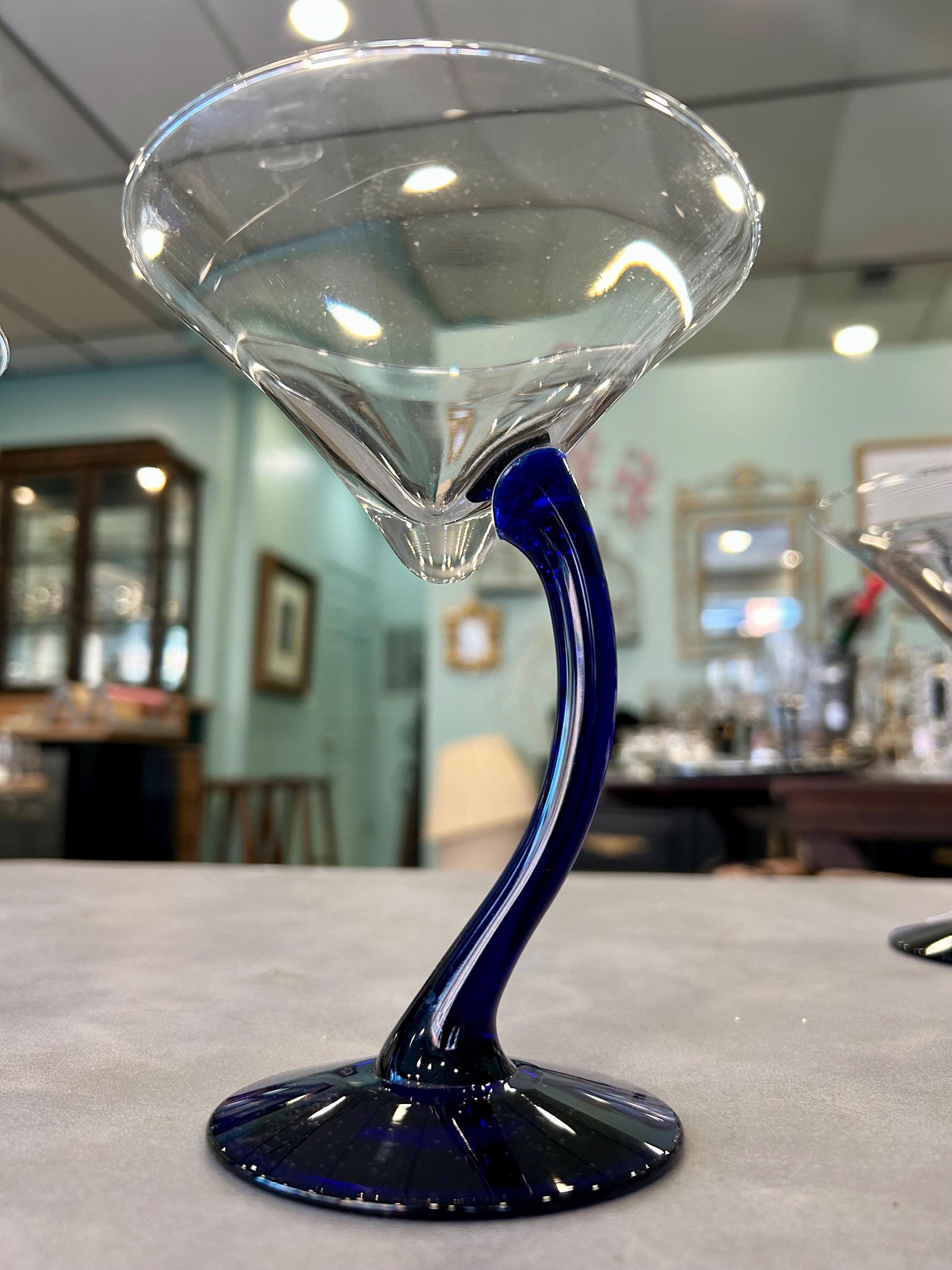 Libbey Swerve Cobalt Blue Martini Glasses - Set of 4